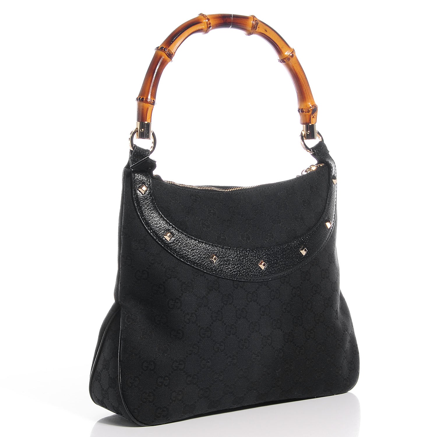 Gucci Monogram Anita Bamboo Top Handle Bag Black 3 of 7