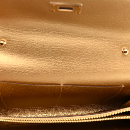 Hermes Metallic Chevre Chamkilight Kelly Wallet To Go Dore 5 of 11