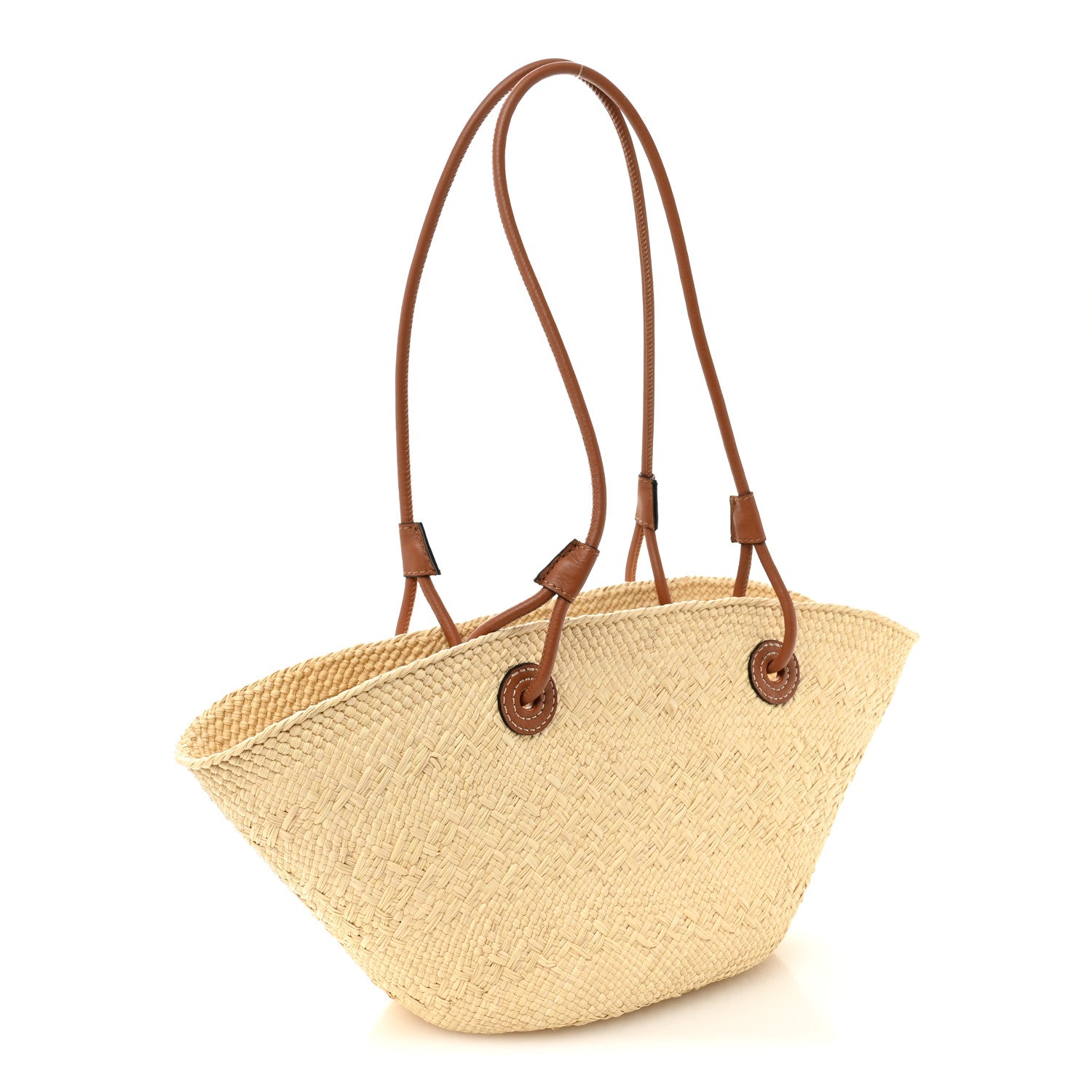 Loewe Calfskin Raffia Small Anagram Basket Tote Bag Natural Tan 3 of 10