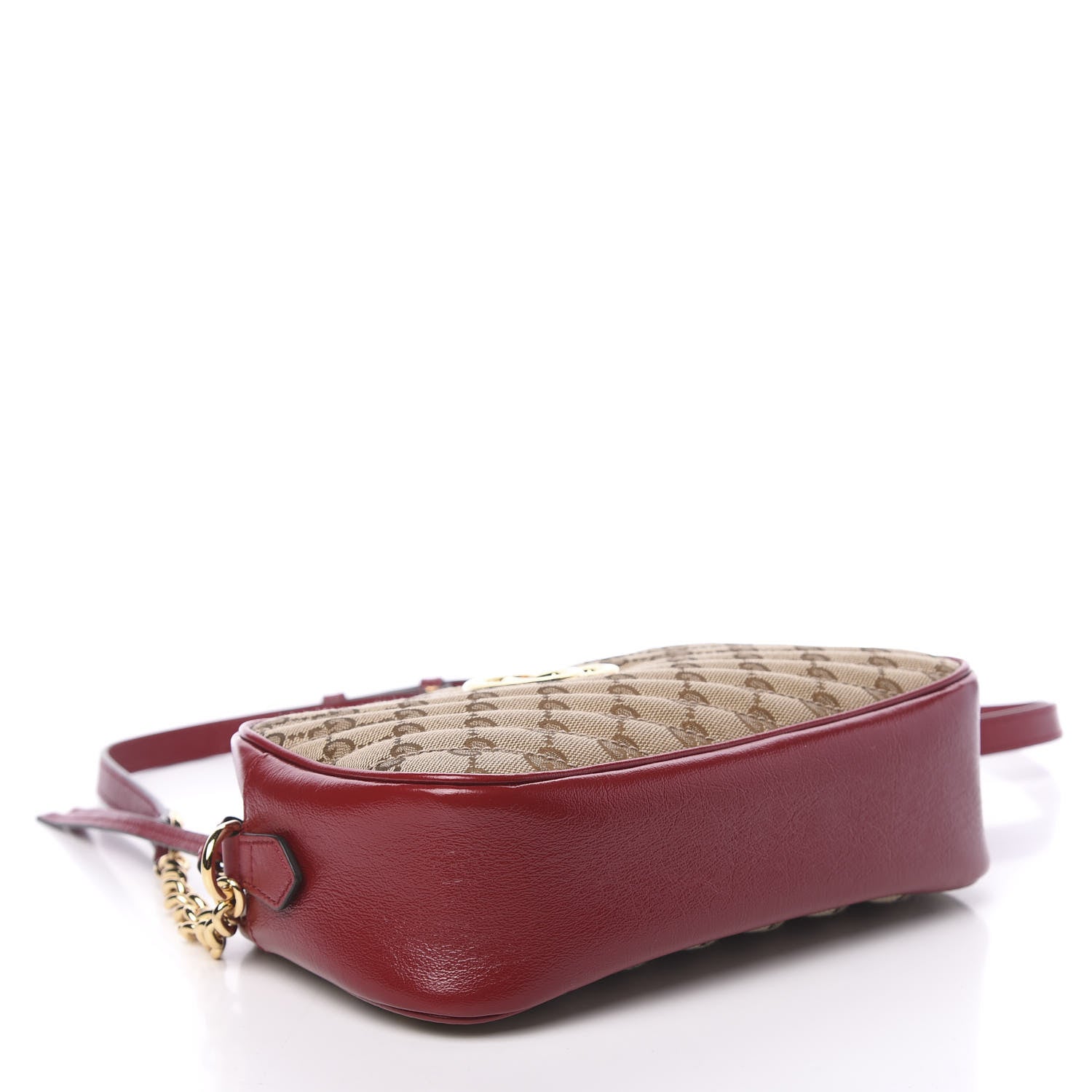Gucci Monogram Azalea Calfskin Matelasse Diagonal Small GG Marmont Chain Shoulder Bag Beige Ebony New Cherry Red 4 of 10