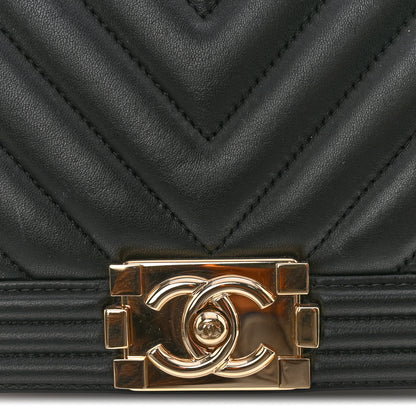 Chanel Calfskin Chevron Quilted Medium Boy Flap Black 11 of 11