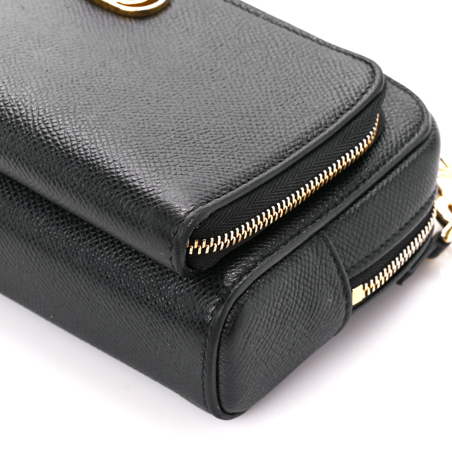Grained Calfskin Caro Double Pouch Black