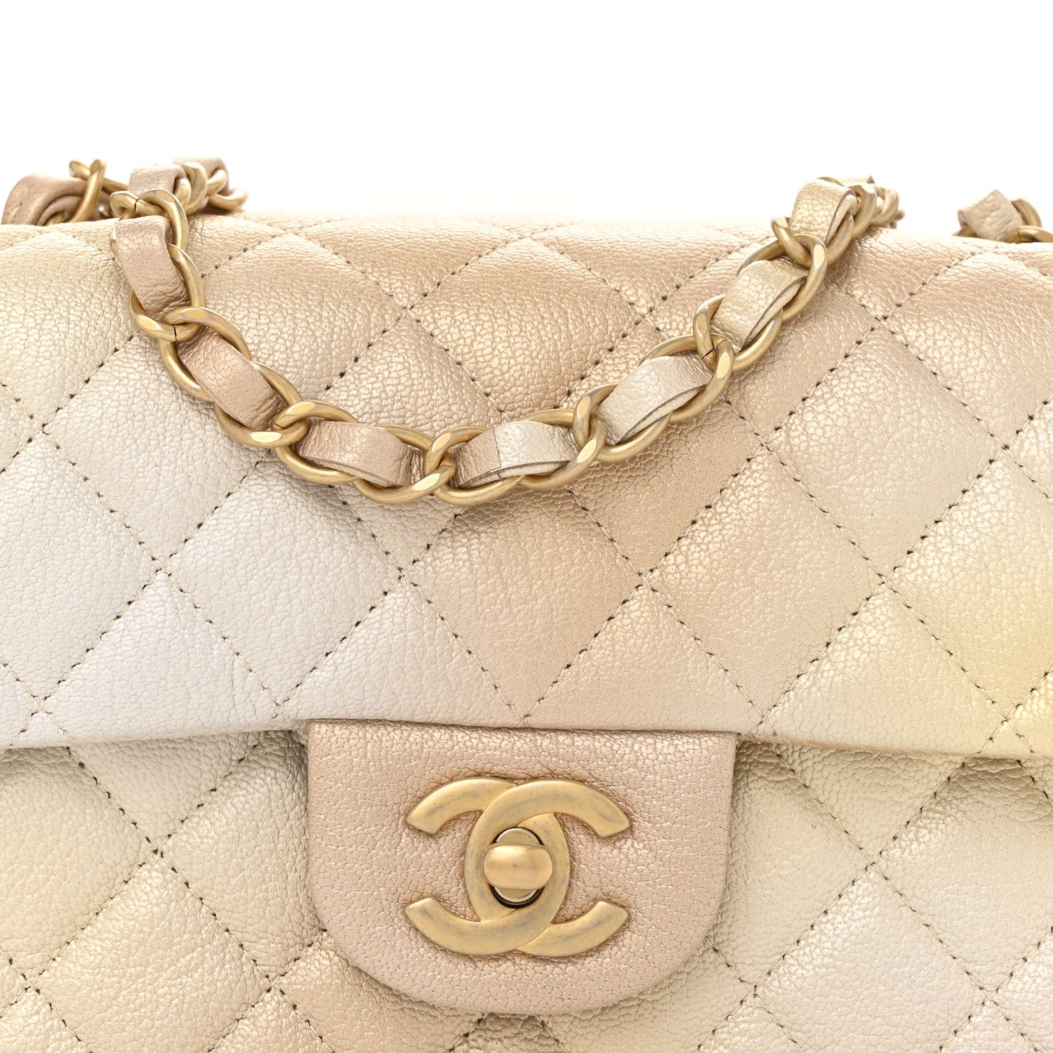 Chanel Metallic Goatskin Quilted Mini Rectangular Flap Gold 8 of 12