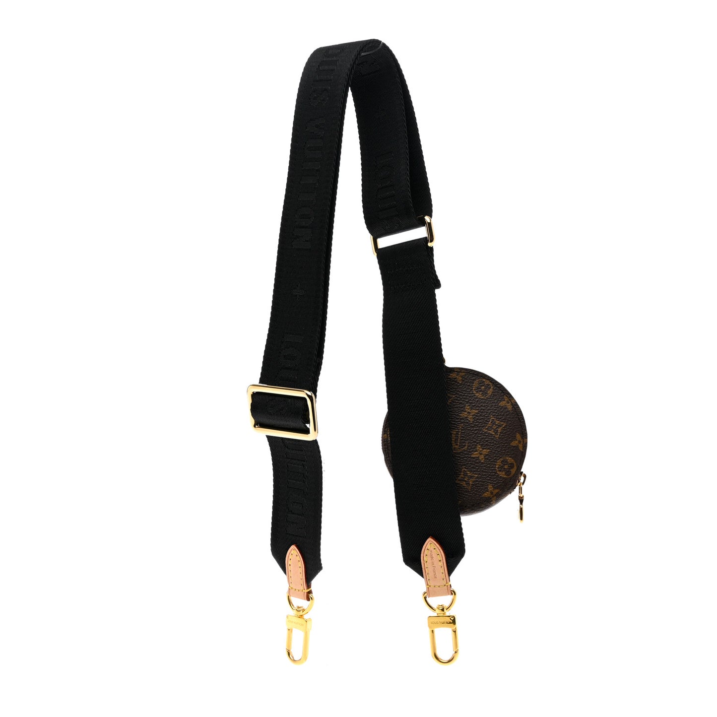 Nylon Monogram Strap with Coin Purse Black