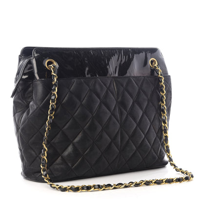 Chanel Lambskin Patent Quilted Shoulder Bag Black 2 of 8