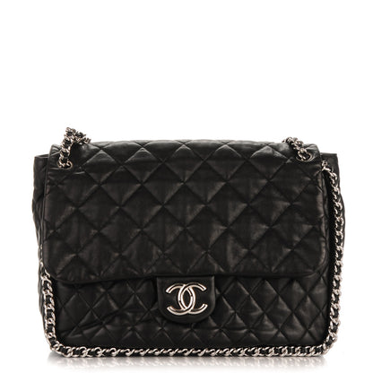 Chanel Washed Lambskin Quilted Maxi Chain Around Flap Black 1 of 8