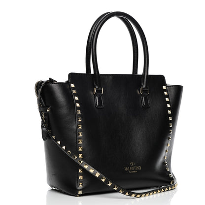 Valentino Garavani Vitello Rockstud Double Handle Tote Black 3 of 7
