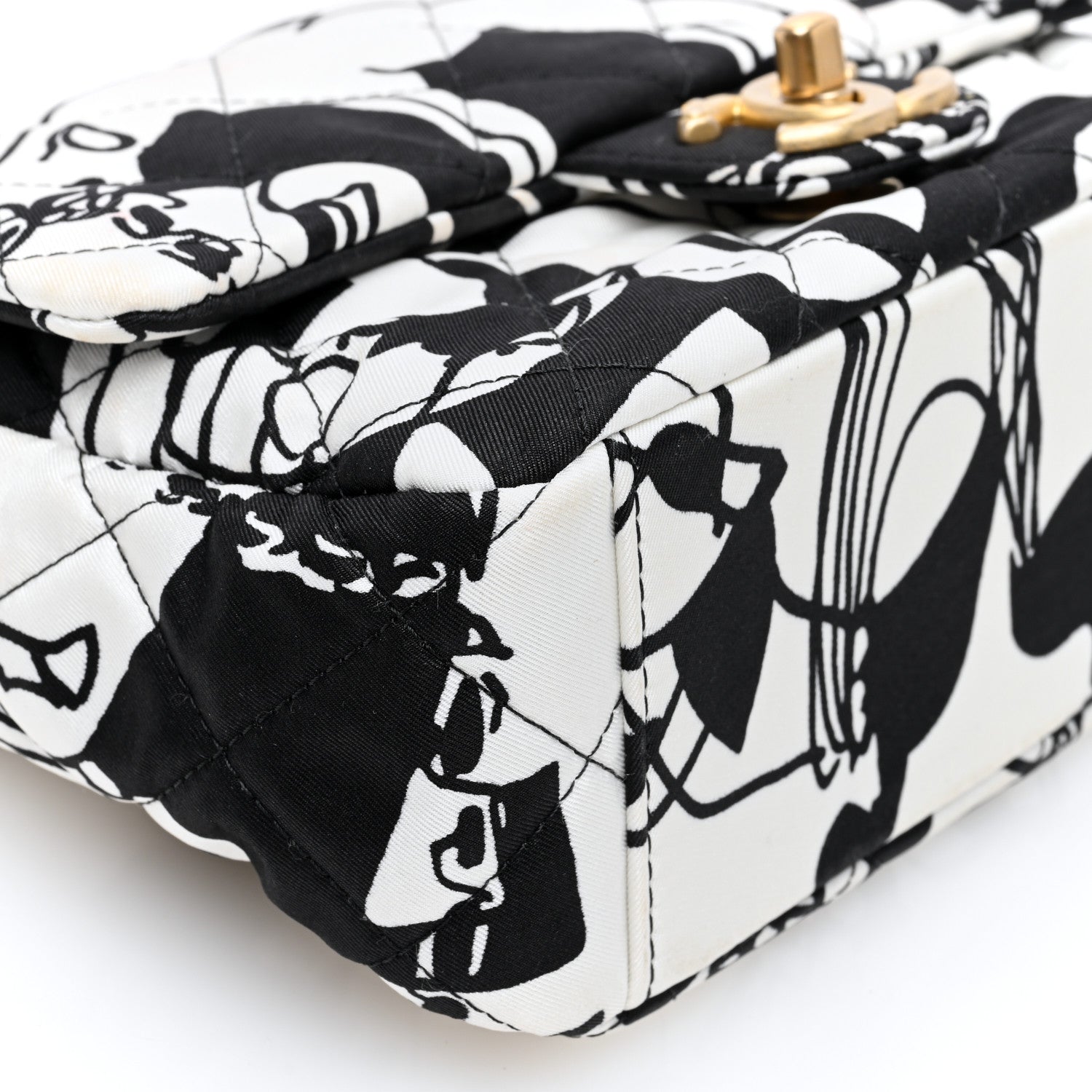 Chanel Canvas Printed Deer Coco Mini Single Flap White Black 9 of 10