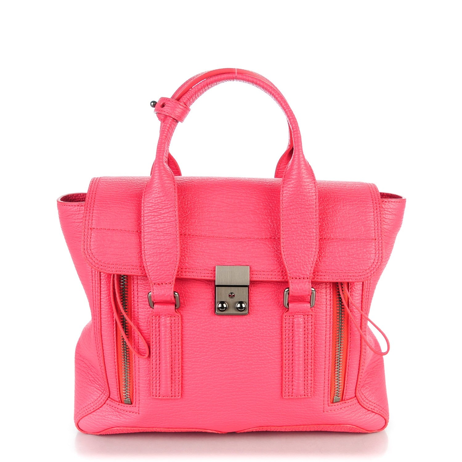 3.1 Phillip Lim 3.1 Textured Calfskin Medium Pashli Satchel Raspberry 1 of 7