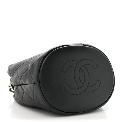 Chanel Lambskin Quilted Resin Bi-Color Chain Bucket Bag Black 4 of 11