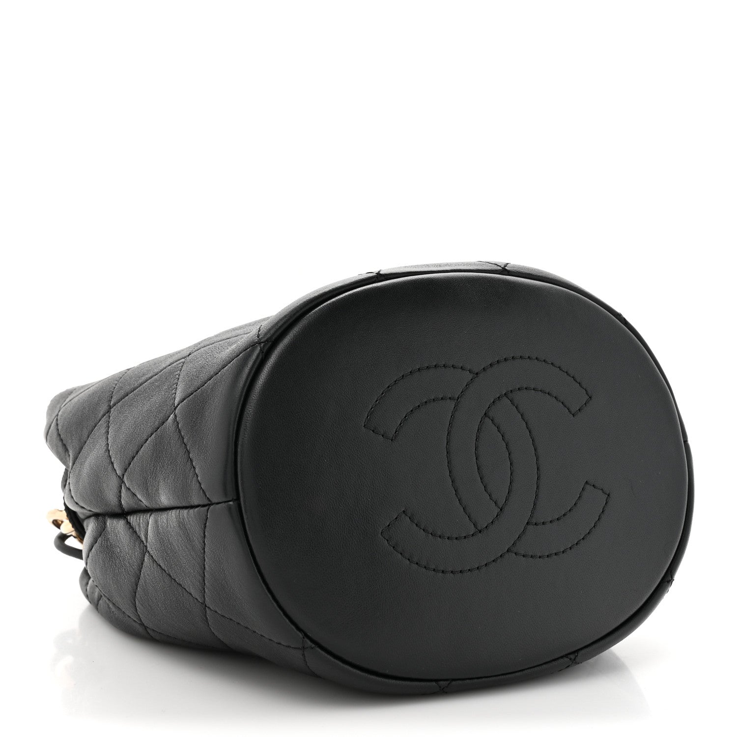 Chanel Lambskin Quilted Resin Bi-Color Chain Bucket Bag Black 4 of 10