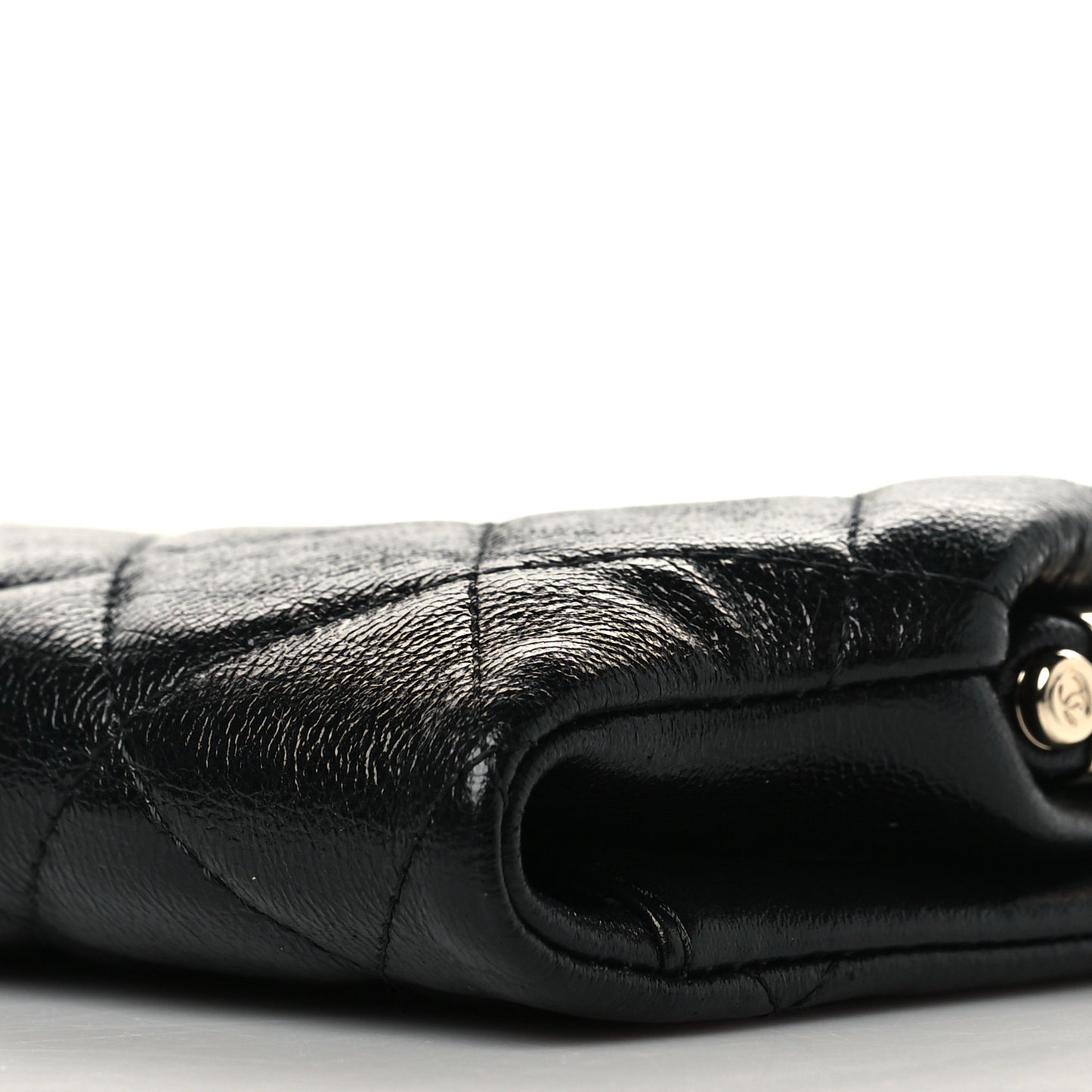 Lambskin Quilted Frame Clutch With Chain Black