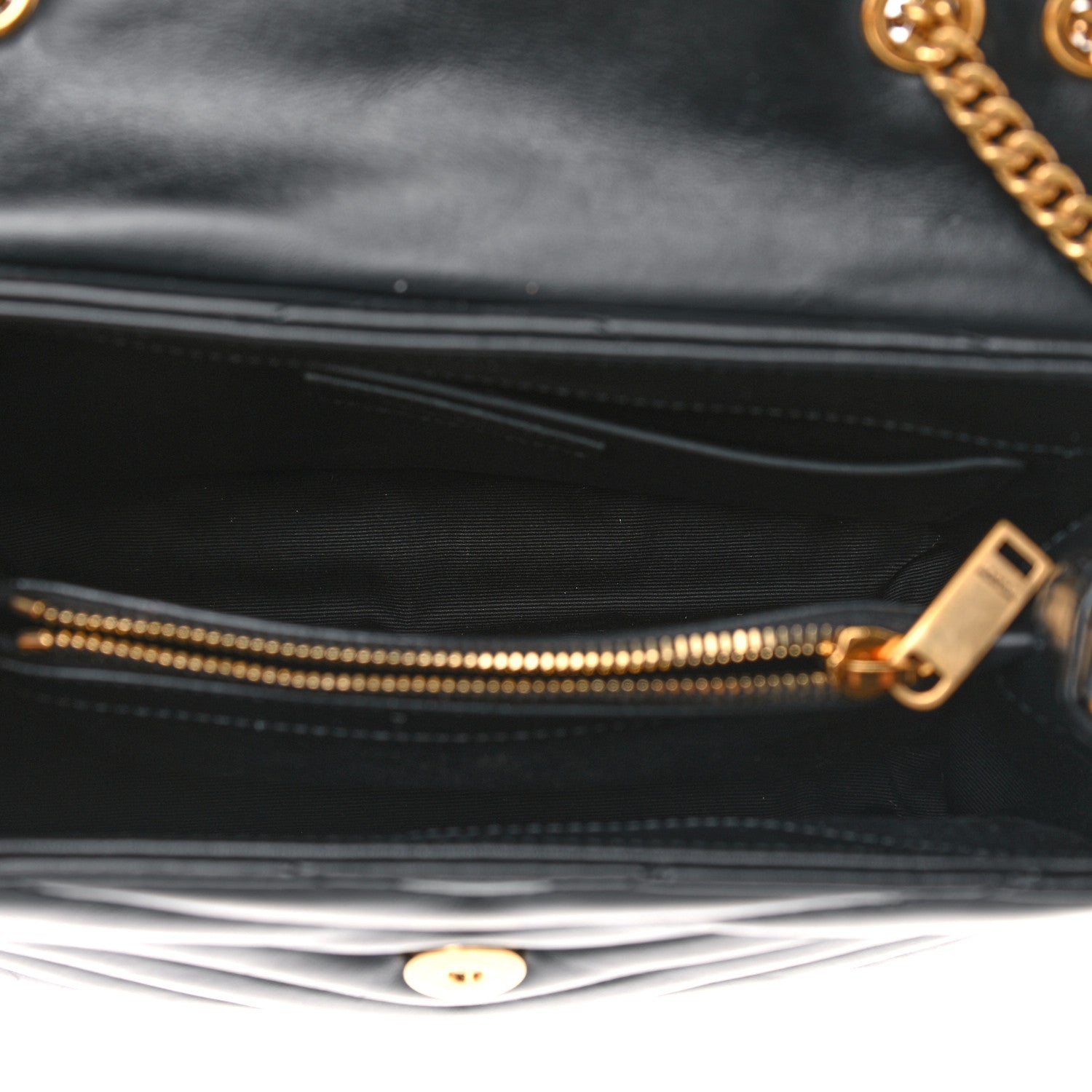 Saint Laurent Calfskin Y Quilted Monogram Small Loulou Chain Satchel Black 5 of 11