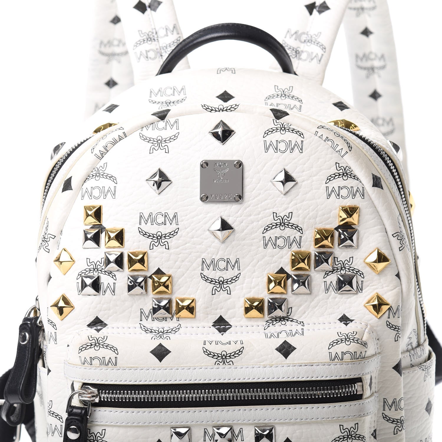 MCM Visetos Studded Small Stark M Backpack White 8 of 19