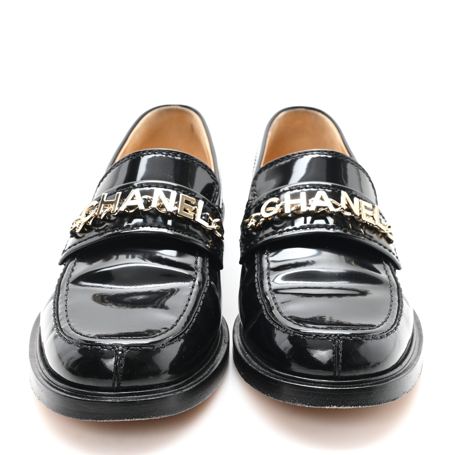 Chanel Velvet Metal CC Loafers 38 Black 3 of 10