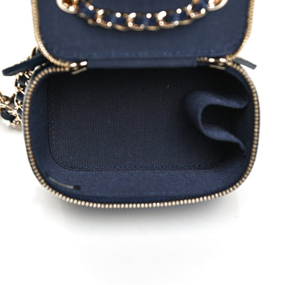 Chanel Caviar Quilted Mini Vanity Case With Chain Navy Blue 5 of 13