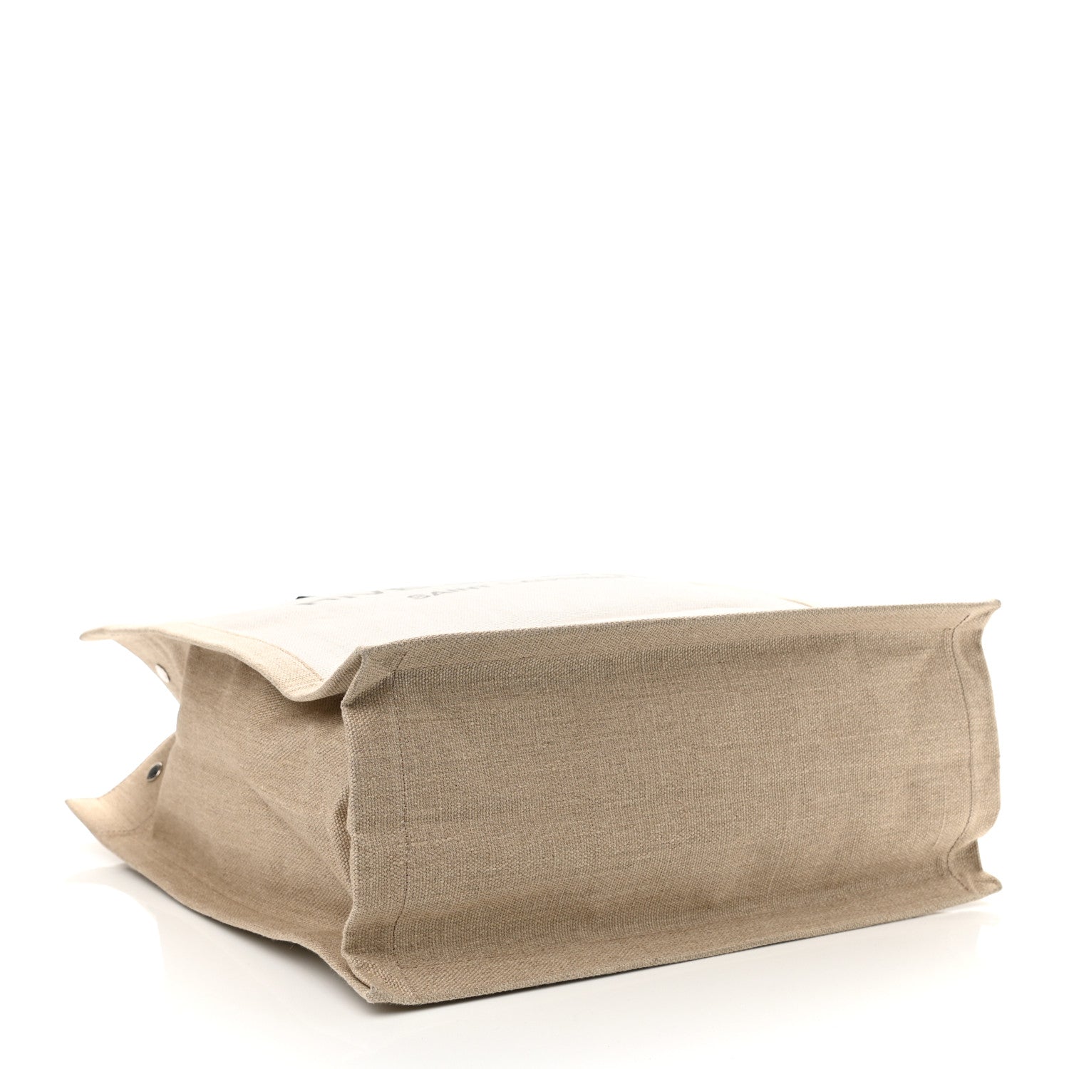 Saint Laurent Linen Calfskin Rive Gauche North South Tote Optic White 4 of 11