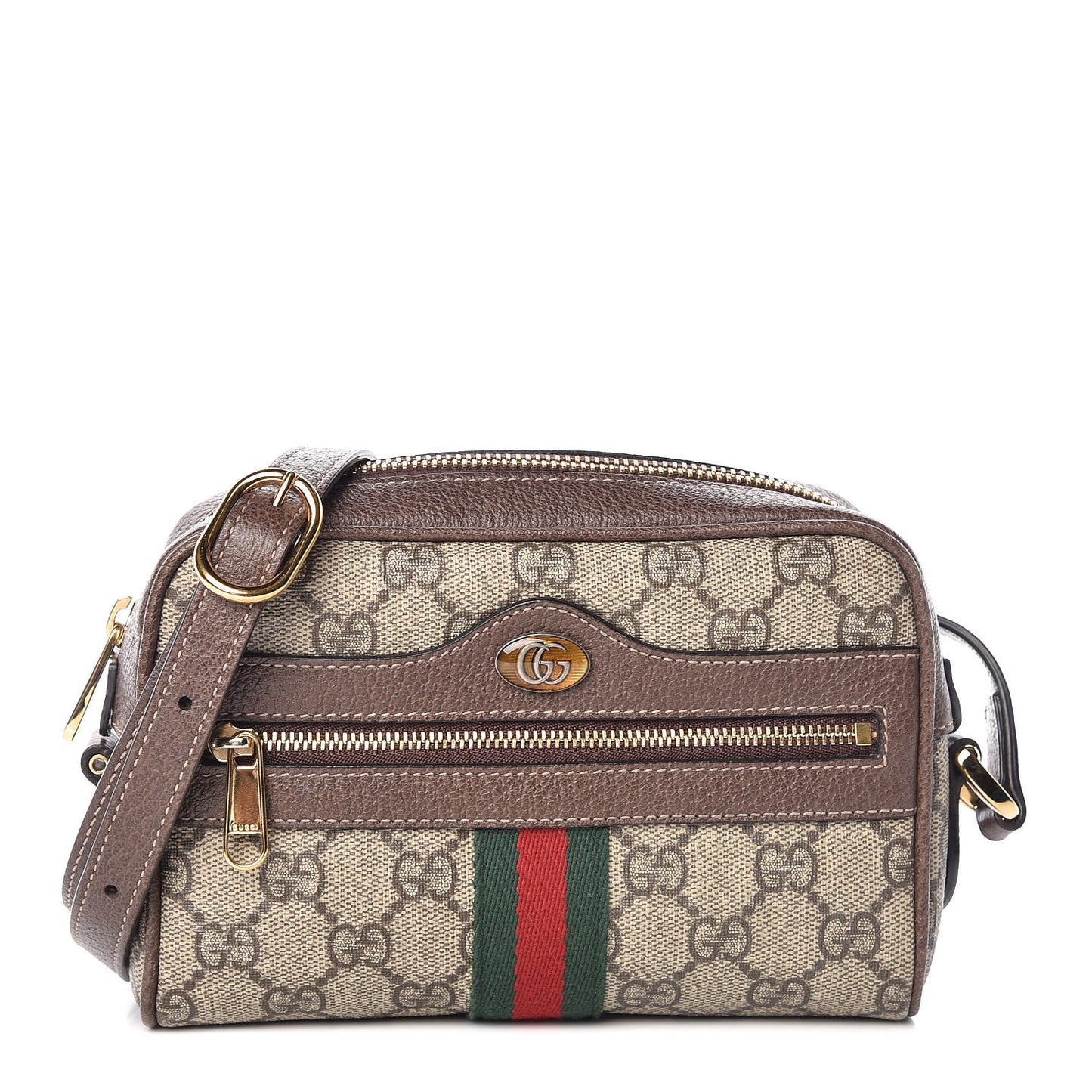 GG Supreme Monogram Web Mini Ophidia Shoulder Bag Brown