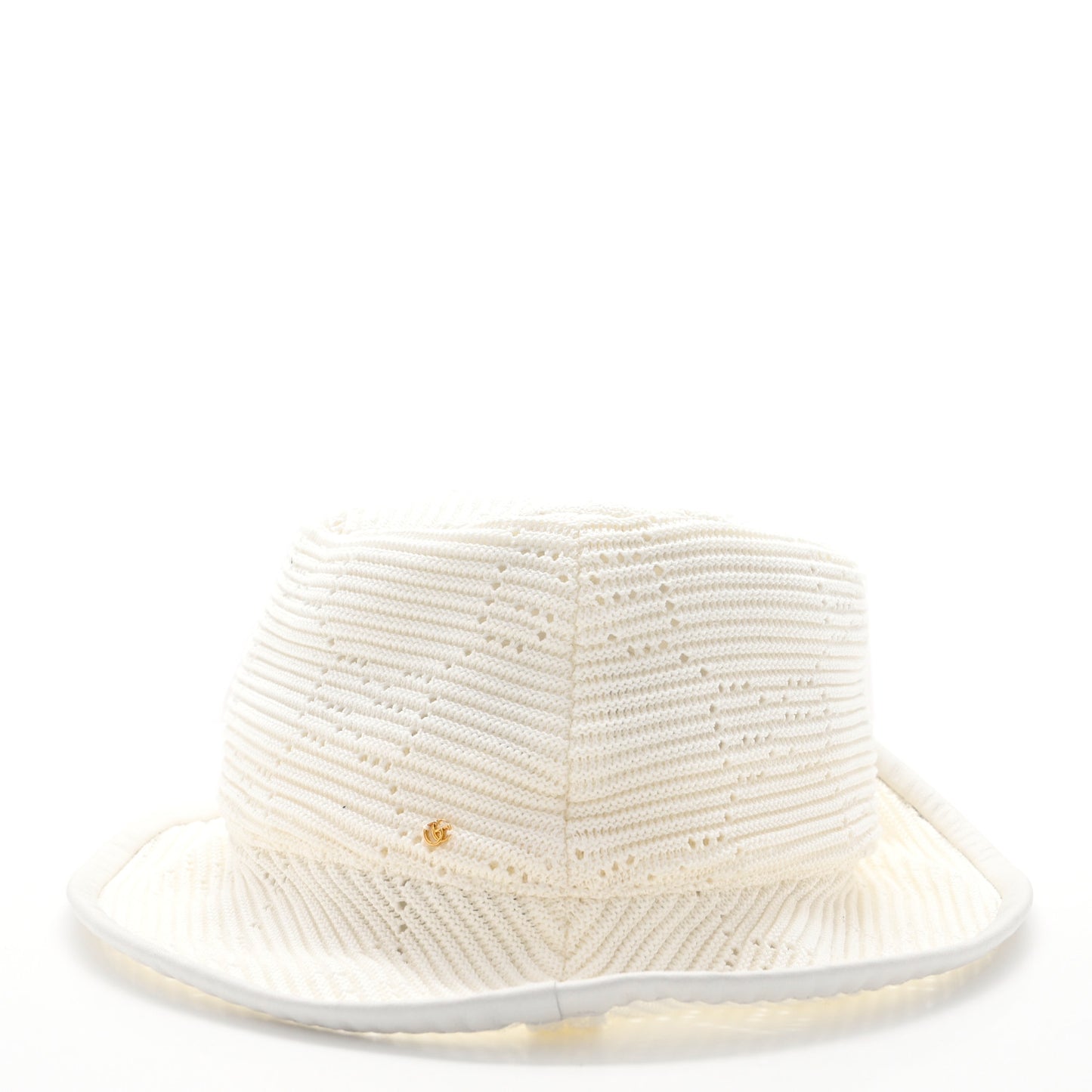 Cotton Crochet GG Monogram Bucket Hat S White