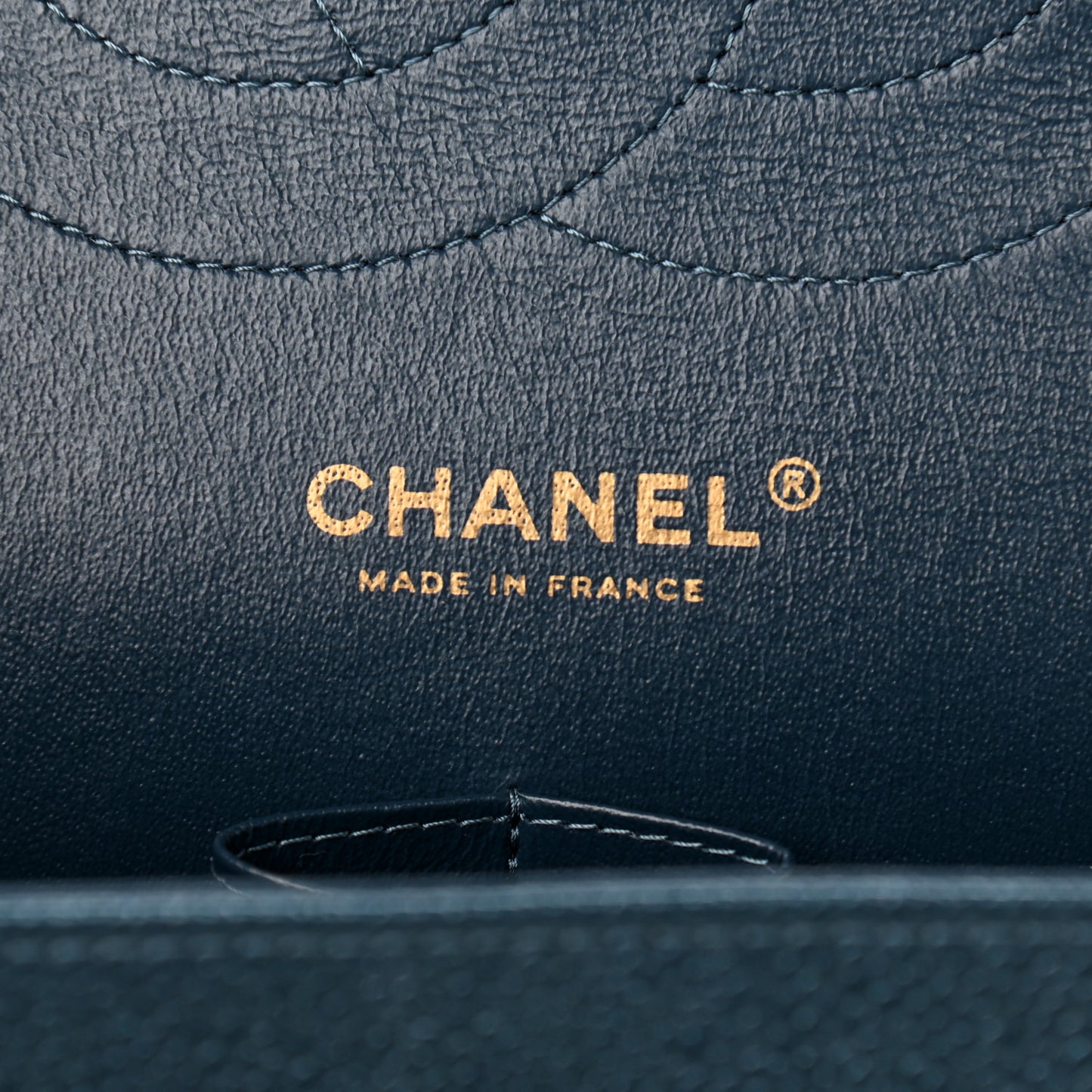 Metallic Caviar Quilted Jumbo Double Flap Dark Blue