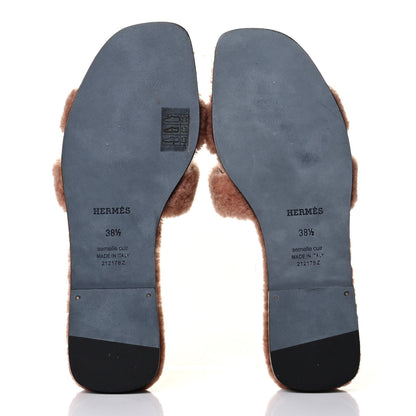 Hermes Woolskin Oran Sandals 38.5 Rose Aube 4 of 5