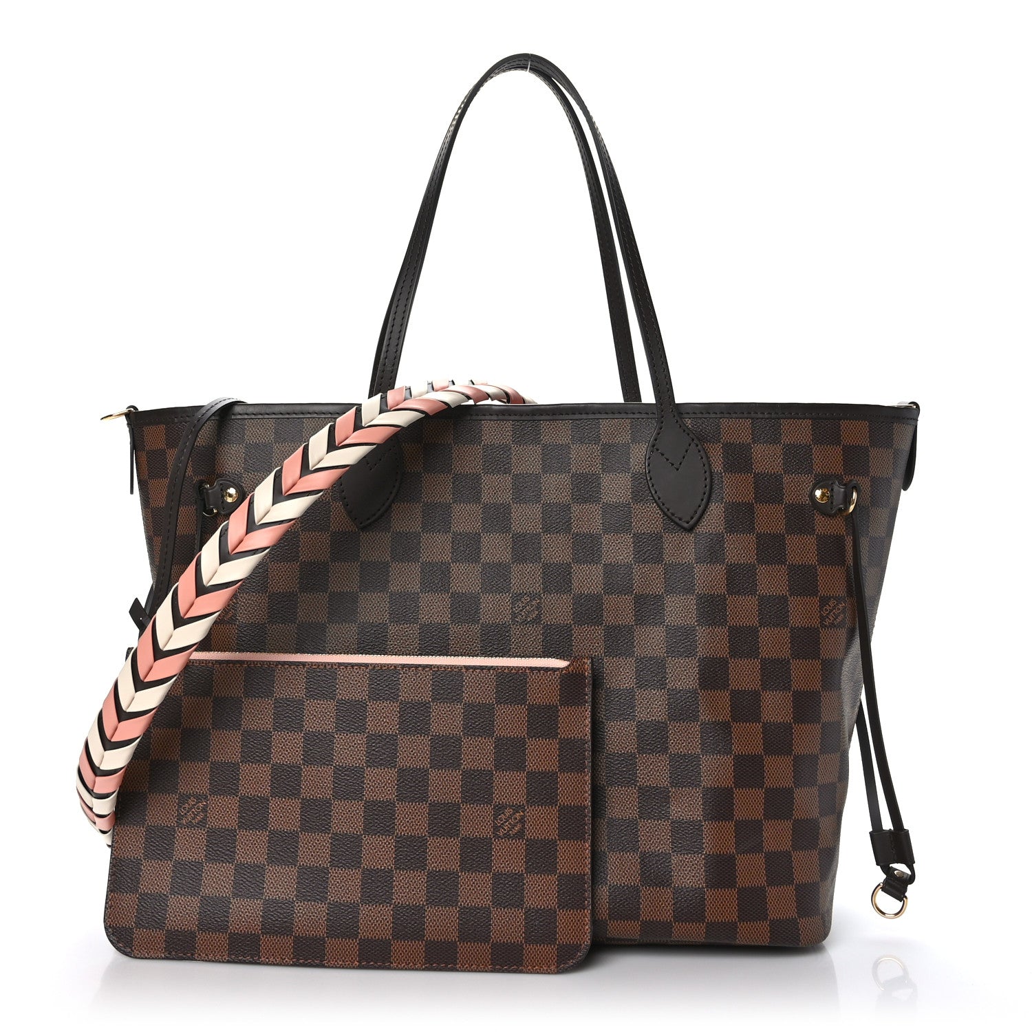 Louis Vuitton Damier Ebene Braided Neverfull MM Pink 1 of 9