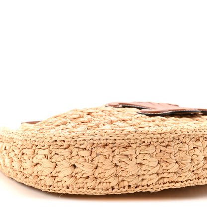 Celine Raffia Calfskin Triomphe Panier Hobo Bag Natural Tan 8 of 9