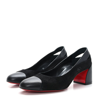 Christian Louboutin Suede Calfskin Miss Duvette 55mm Cap Toe Pumps 37.5 Black 3 of 8