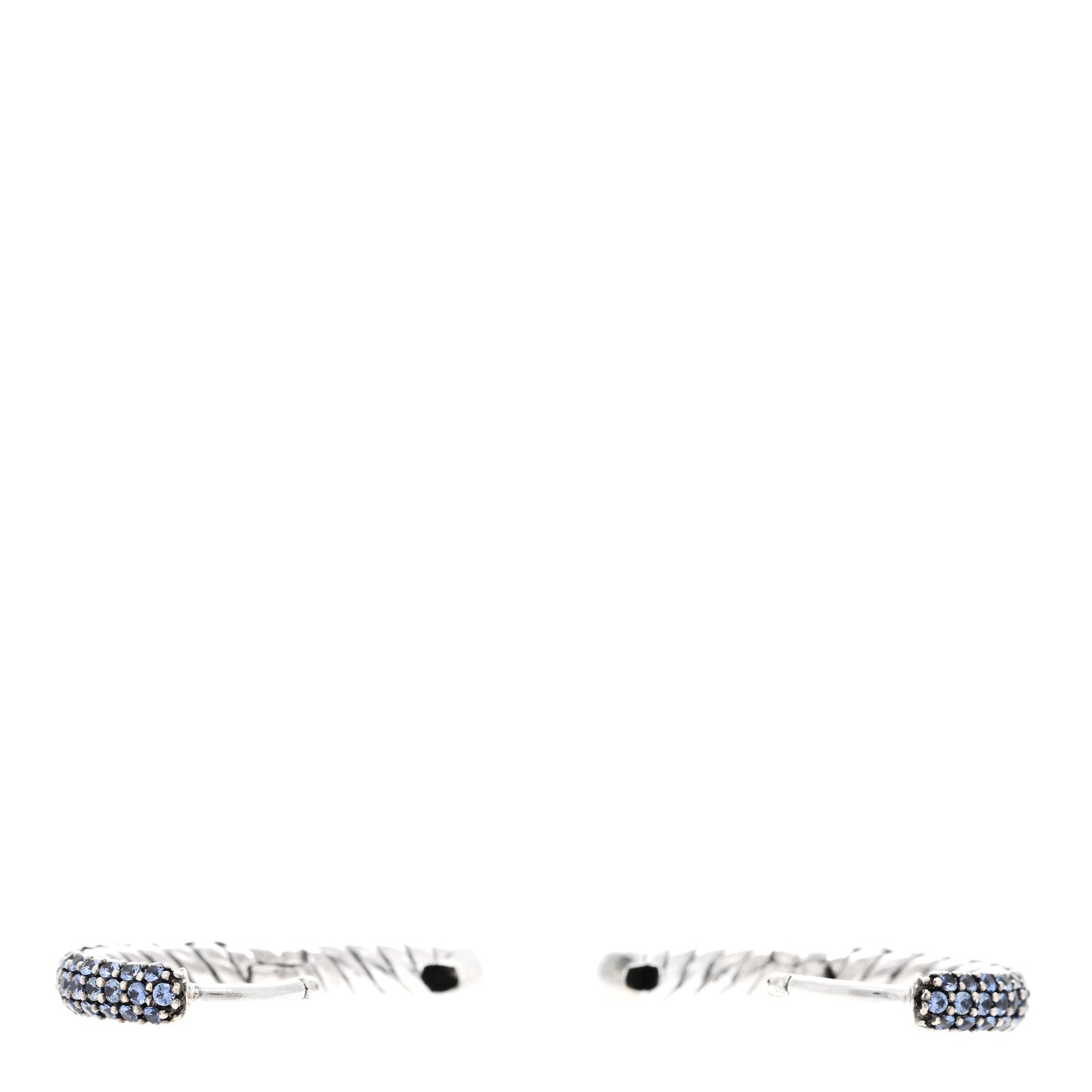 Sterling Silver Blue Sapphire Petite Pave Huggie Hoop Earrings