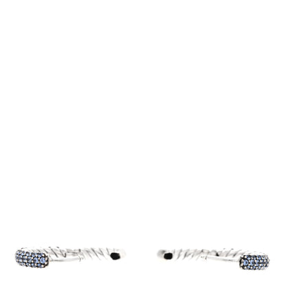 David Yurman Sterling Silver Blue Sapphire Petite Pave Huggie Hoop Earrings 3 of 4