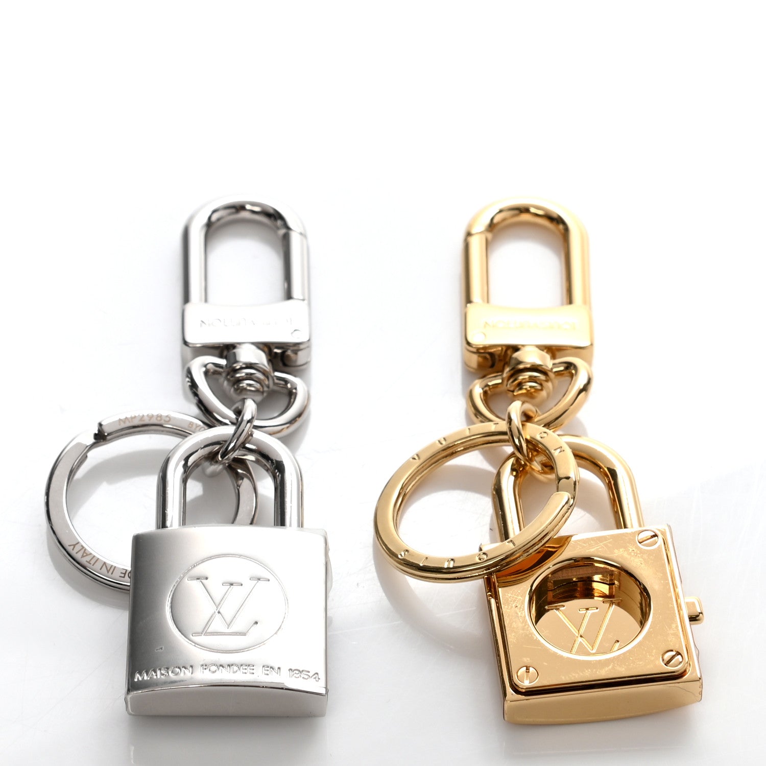 Louis Vuitton BFF Padlock Bag Charm Key Holder Gold Silver 3 of 7