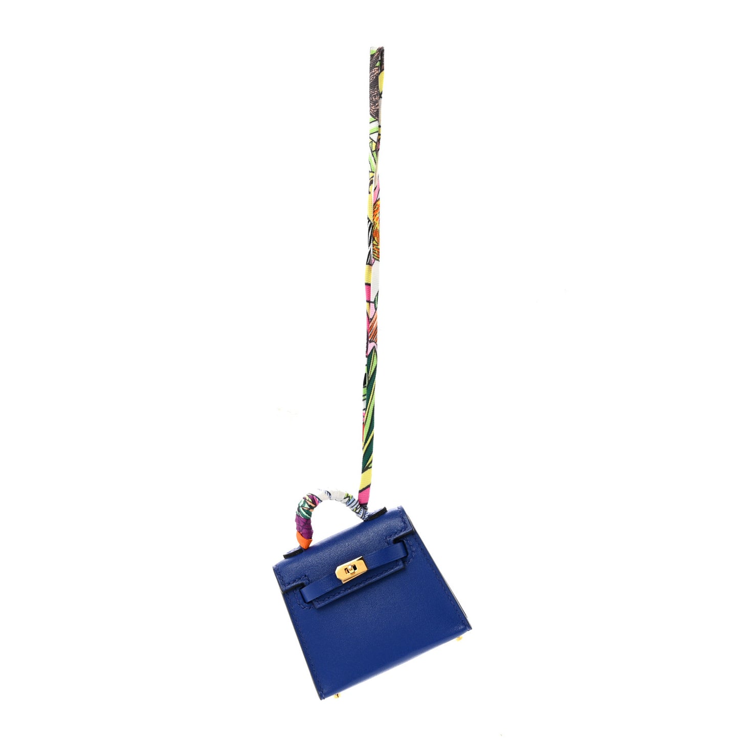 Tadelakt Mini Kelly Twilly Bag Charm Bleu Electrique
