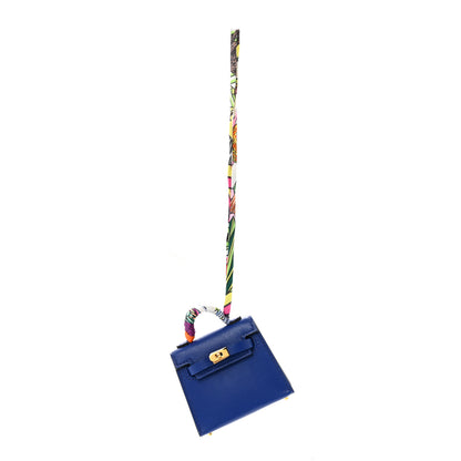 Hermes Tadelakt Mini Kelly Twilly Bag Charm Bleu Electrique 1 of 8