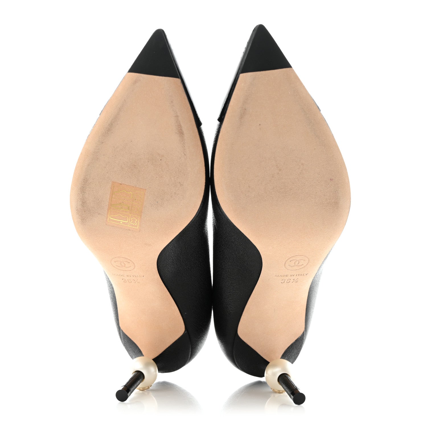 Chanel Goatskin Patent Calfskin Cap Toe CC Pearl Pumps 36.5 Black 5 of 10