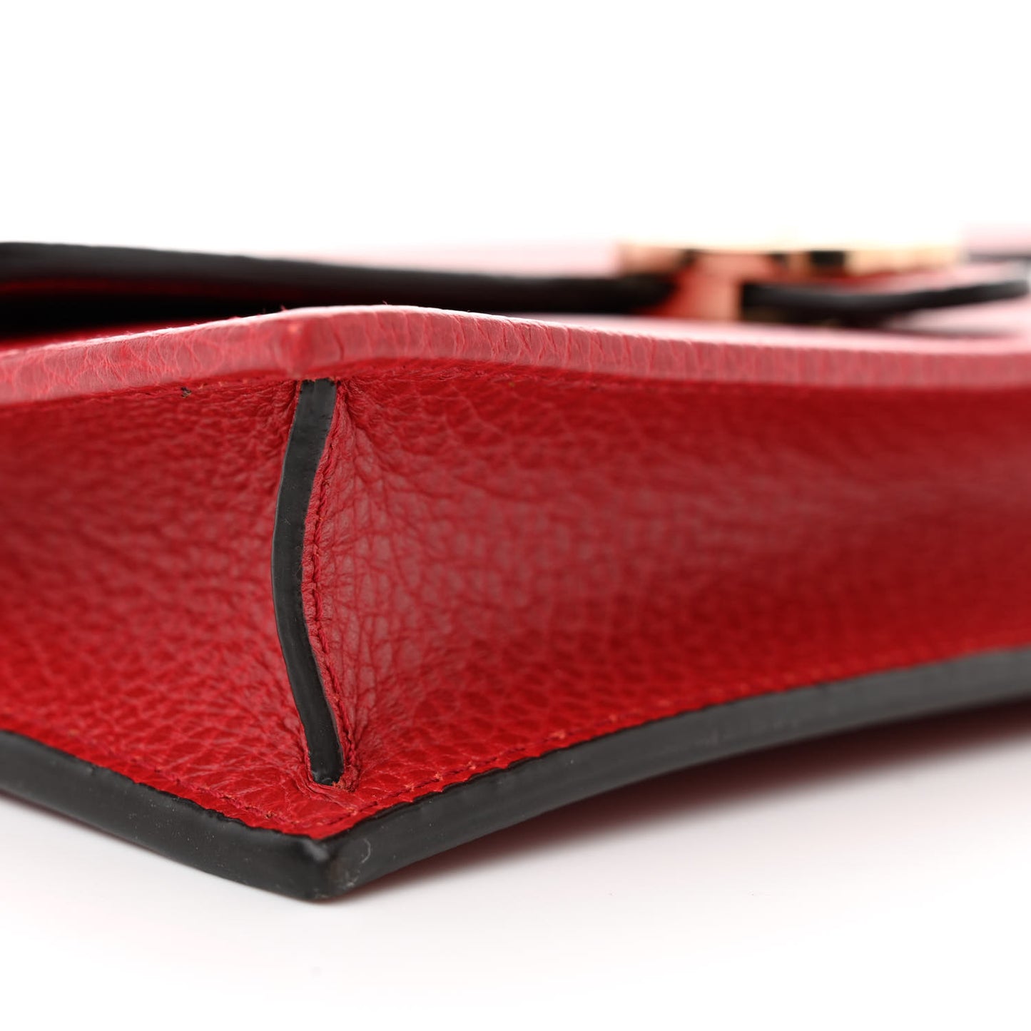 Dollar Calfskin Interlocking G Chain Wallet Red