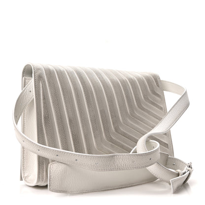 Balenciaga Distressed Grained Calfskin Embossed Car Flap Bag White 3 of 9