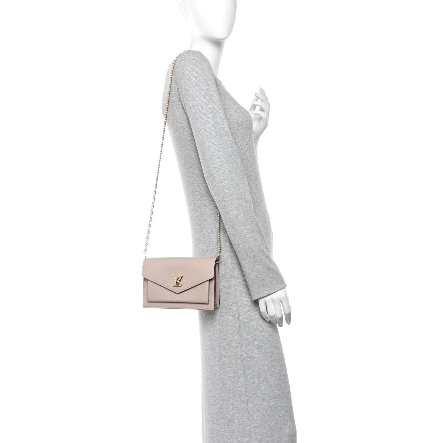 Louis Vuitton Soft Calfskin My Lockme Chain Pochette Greige 2 of 10