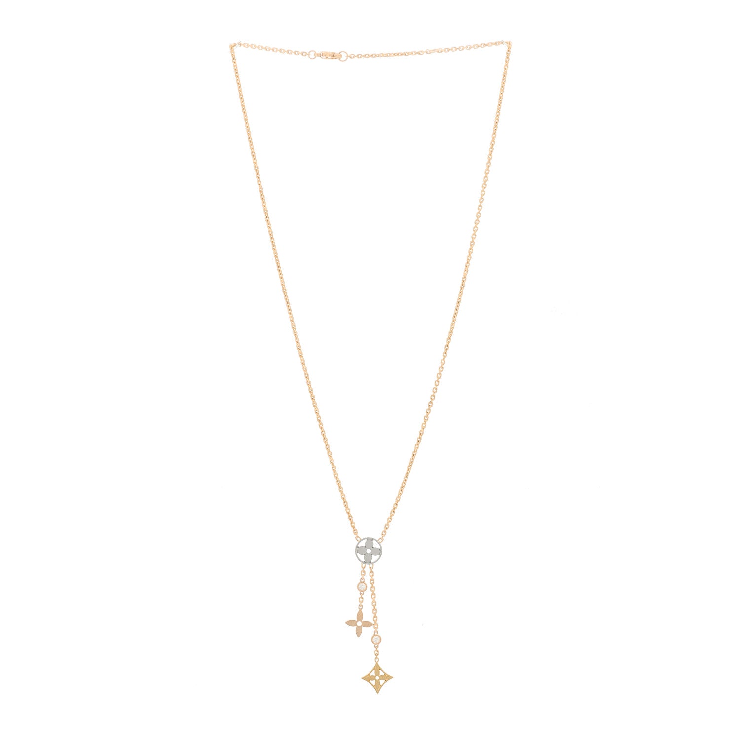 Louis Vuitton 18K Yellow White Rose Gold Diamond Idylle Blossom Y Pendant Necklace 3 of 6