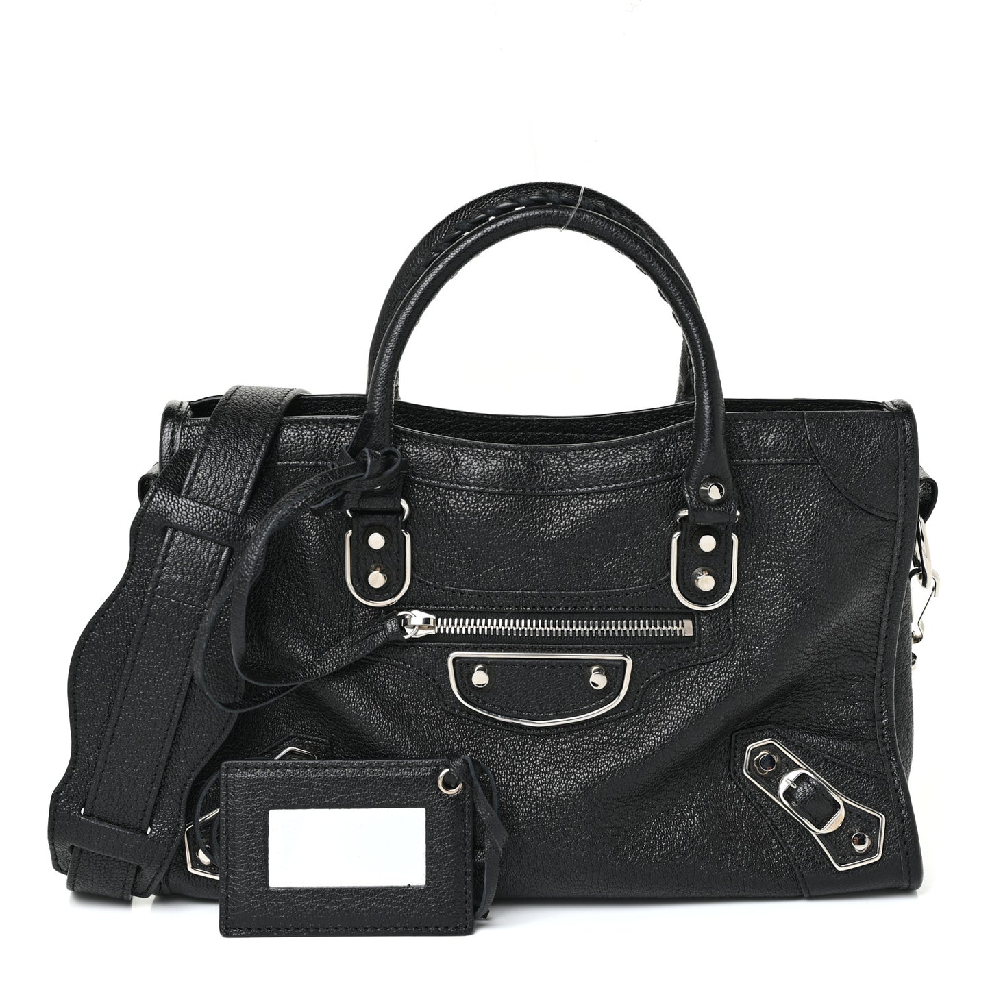 Chevre Silver Metallic Edge Hardware S City Black