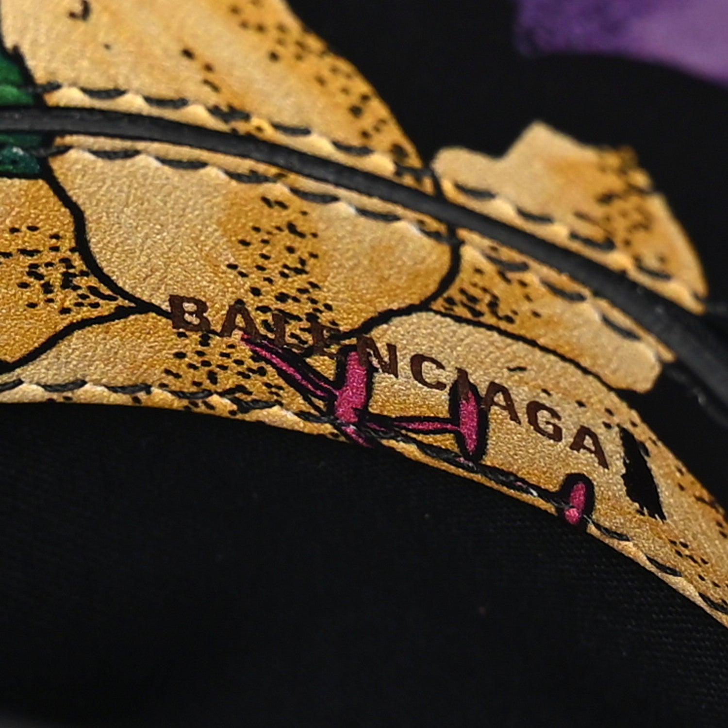Balenciaga Smooth Calfskin Lush Floral Print XXS Ville Top Handle Bag Black Multicolor 7 of 9