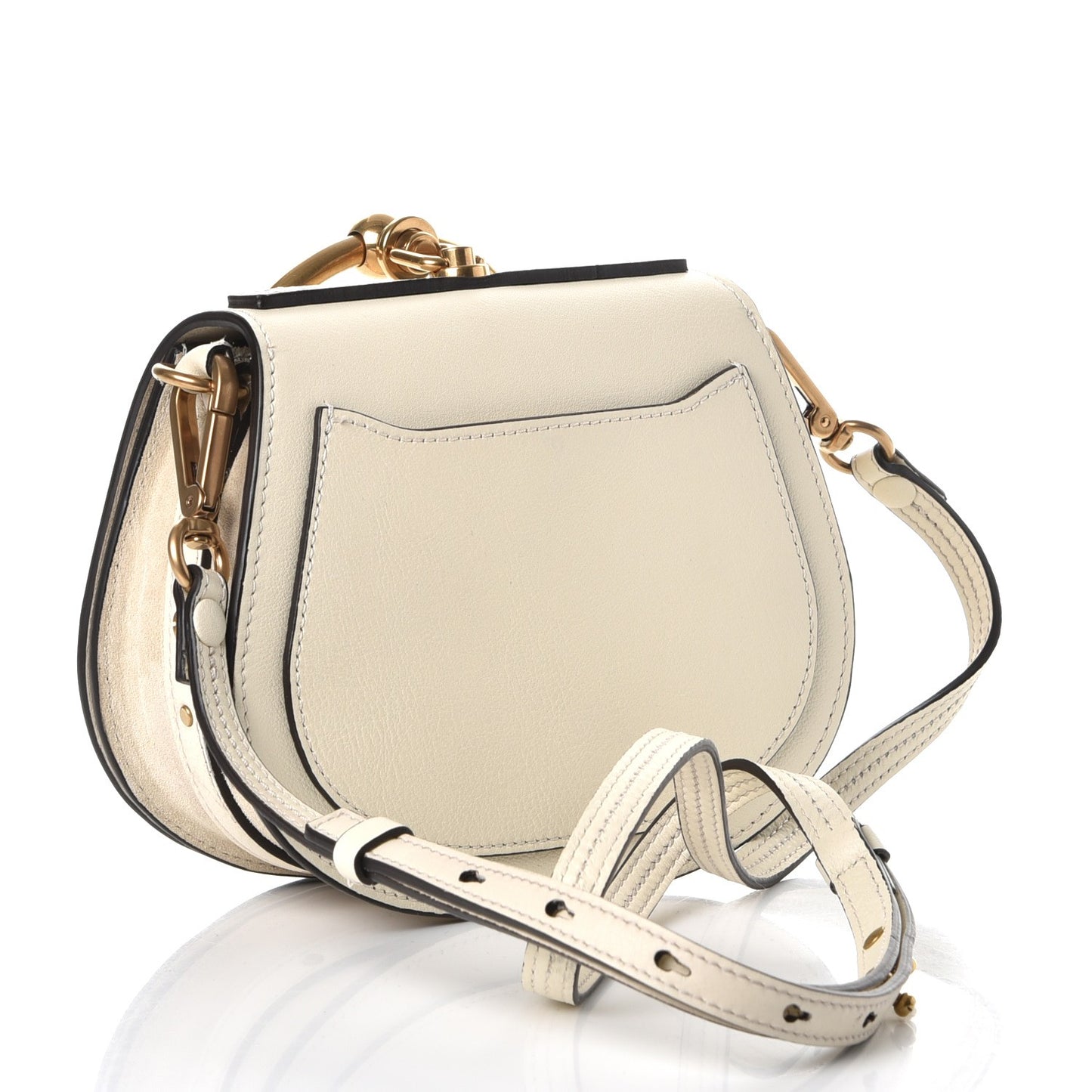 Calfskin Suede Small Nile Bracelet Bag Off White
