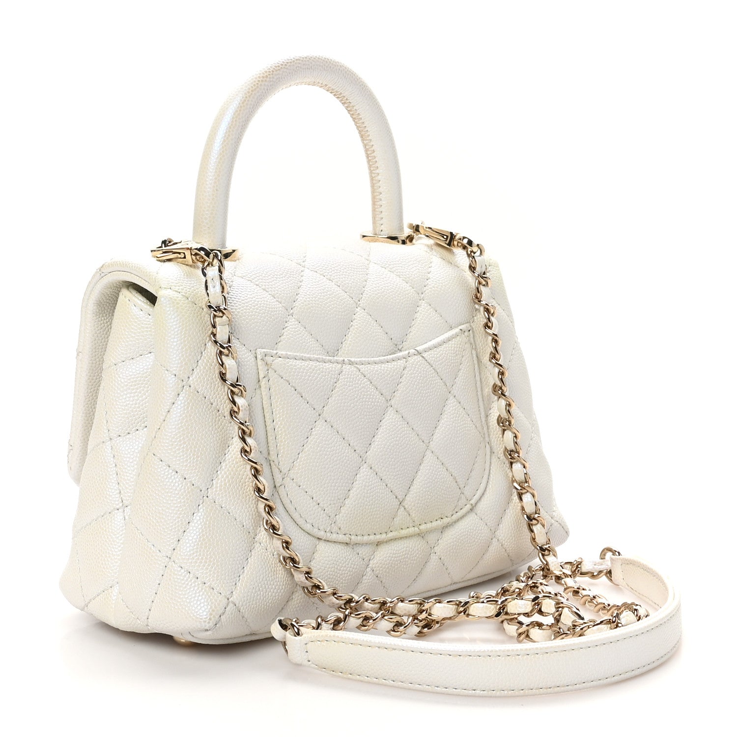 Chanel Iridescent Caviar Quilted Extra Mini Coco Handle Flap White 3 of 11