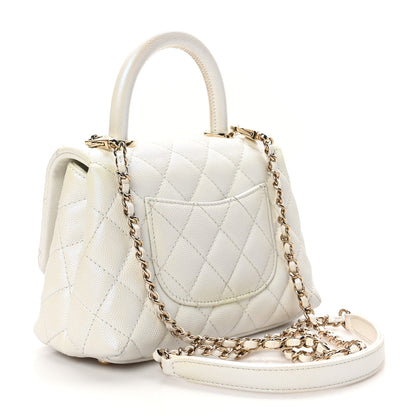 Chanel Iridescent Caviar Quilted Extra Mini Coco Handle Flap White 3 of 11