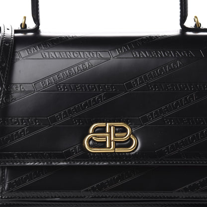Balenciaga Calfskin Losange Monogram Embossed Medium Sharp Top Handle Bag Black 10 of 10