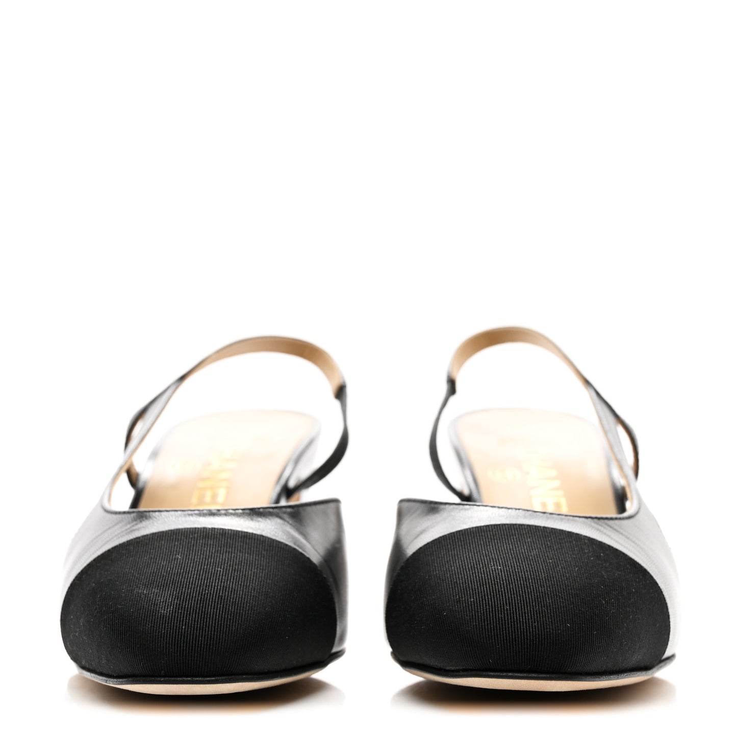Goatskin Grosgrain Cap Toe CC Slingback Pumps 37.5 Black
