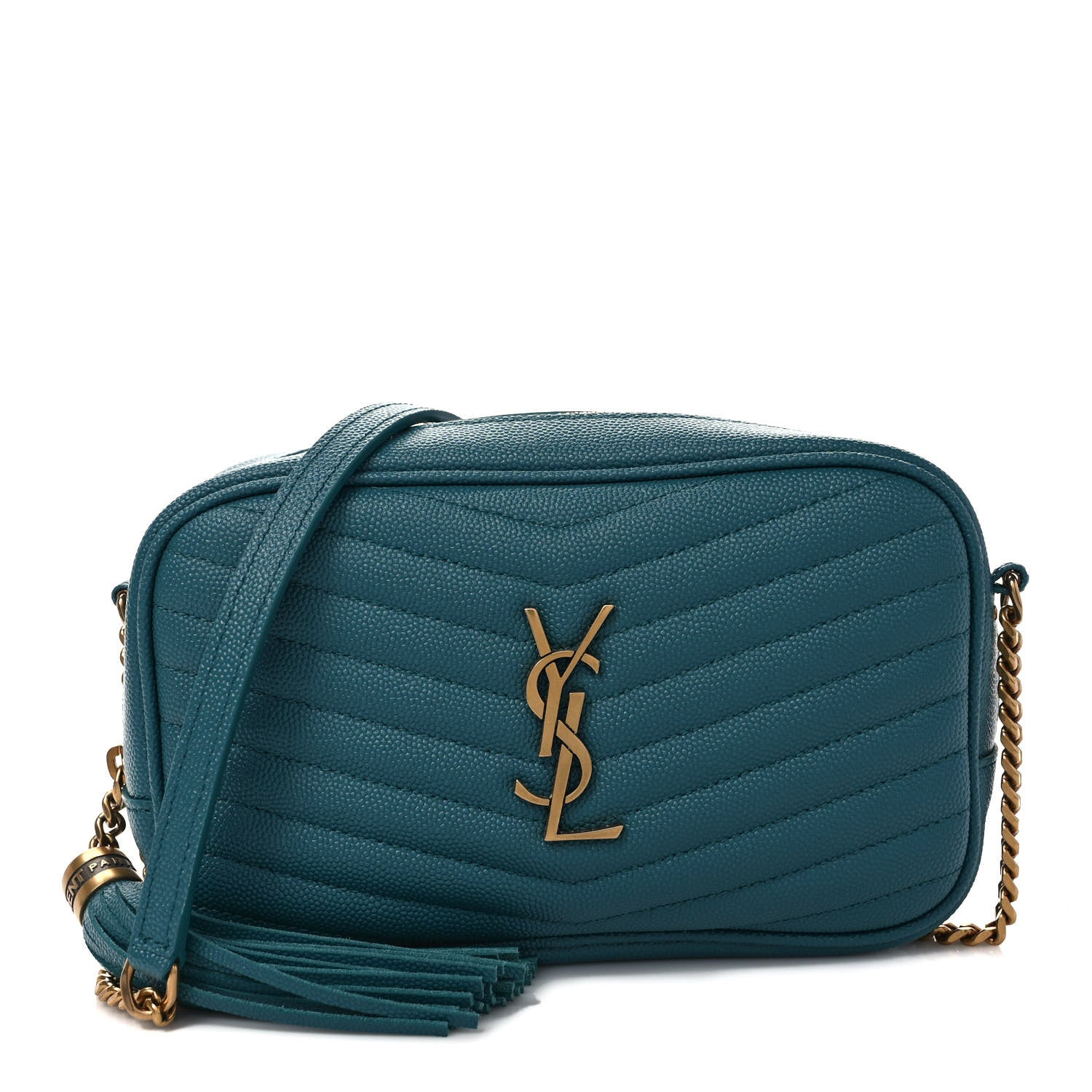 Saint Laurent Grain De Poudre Matelasse Monogram Mini Lou Camera Bag Blue Vert 1 of 9