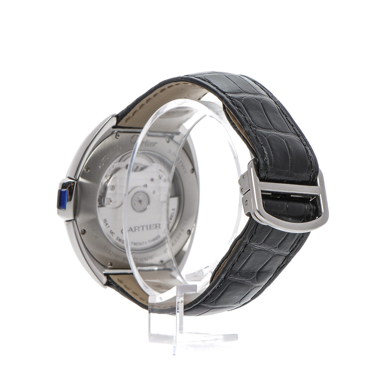 Cartier Stainless Steel Alligator 40mm Cle De Cartier Automatic Watch 3 of 9