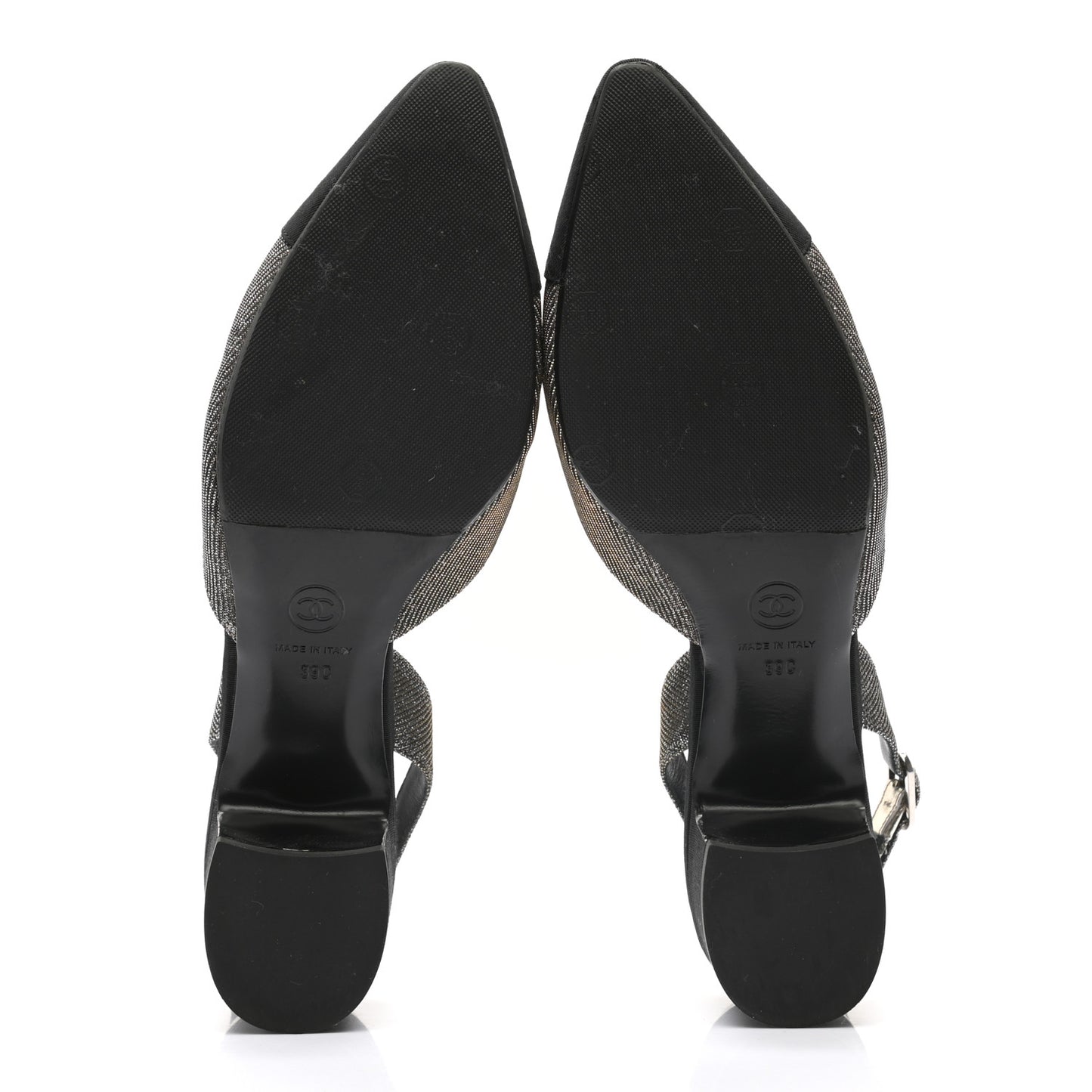 Glitter Grosgrain Cap Toe CC Slingback Pumps 39 Gold Black