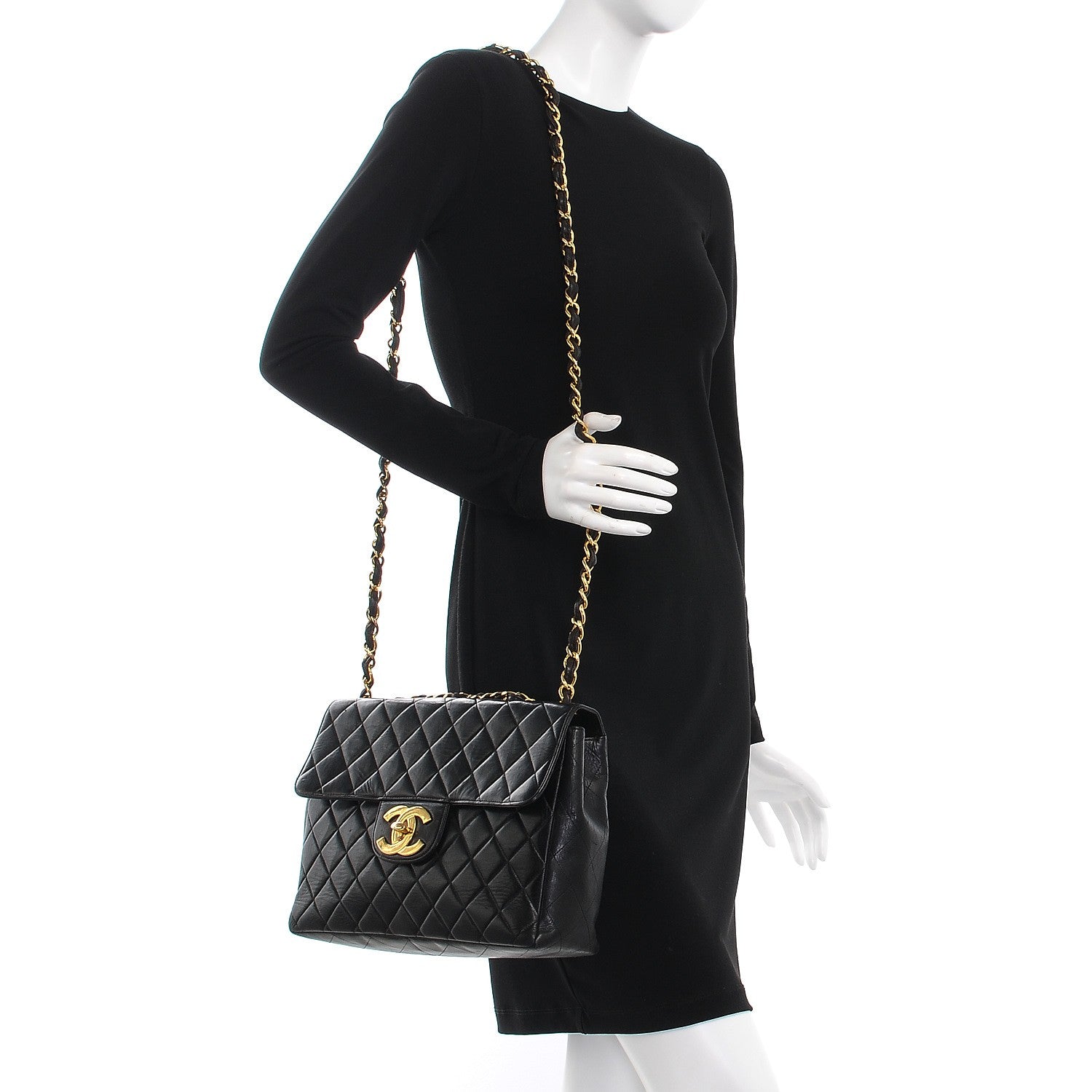 Chanel Lambskin Quilted Jumbo Single Flap Black 2 of 14