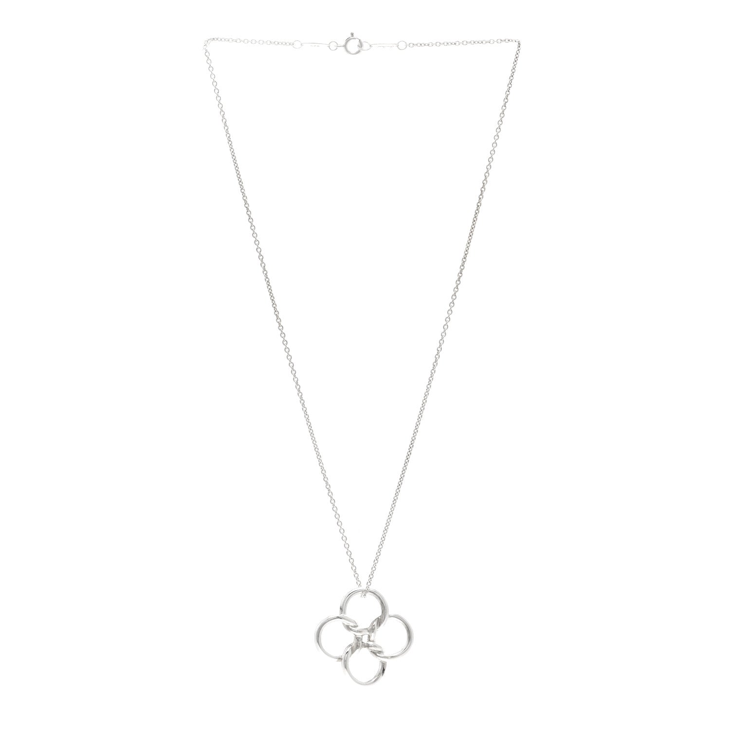 Tiffany Sterling Silver Elsa Peretti Quadrifoglio Pendant Necklace 3 of 4